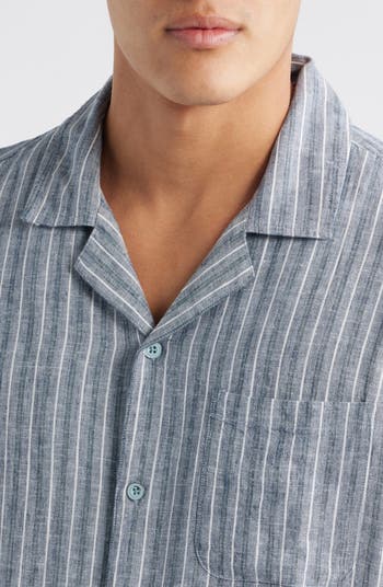Waimea Stripe Linen Blend Camp Shirt