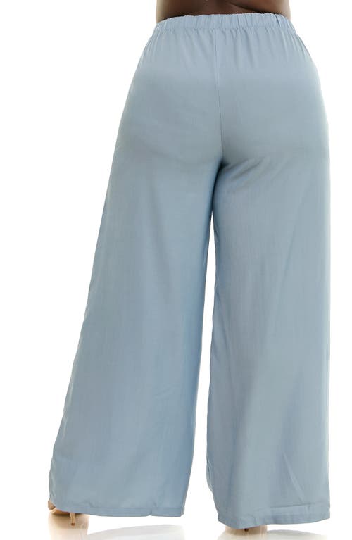 Nina Leonard Full Wide Leg Pants In Blue