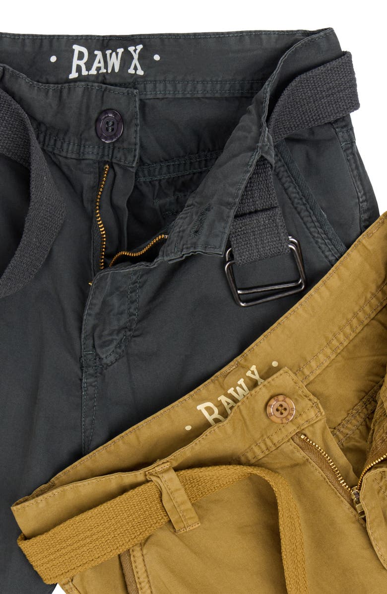 XRAY Kids' 2-Pack Belted Twill Cargo Shorts, Alternate, color, Charcoal/ British Khaki