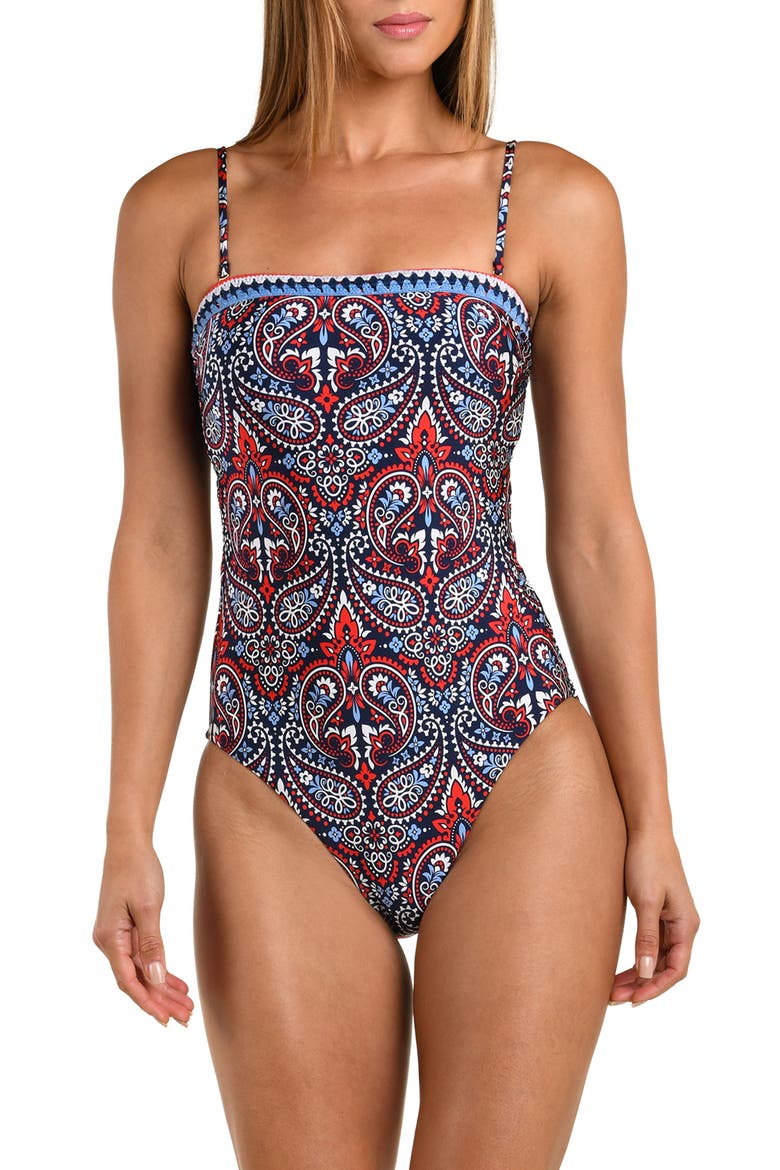 Americana Paisley Print One-Piece Swimsuit, Main, color, BLUE MULTI