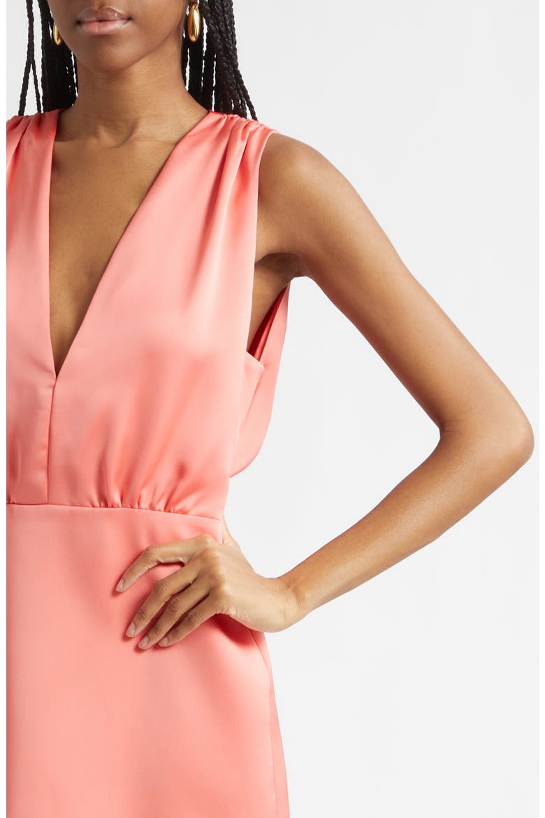 Martin Gathered Sleeveless Cocktail Dress, Alternate, color, CORAL