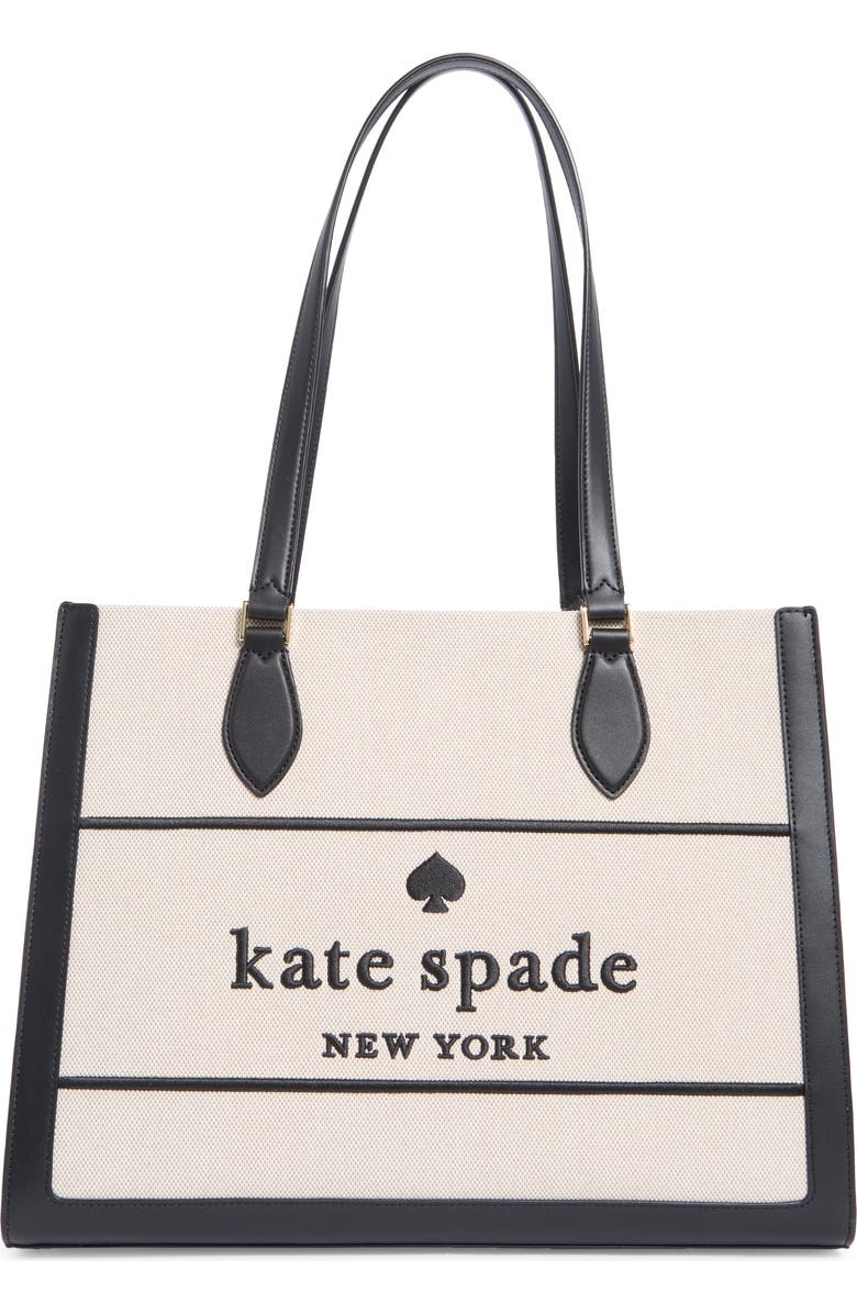 Kate Spade New York ellie large canvas tote bag, Main, color, Black Multi