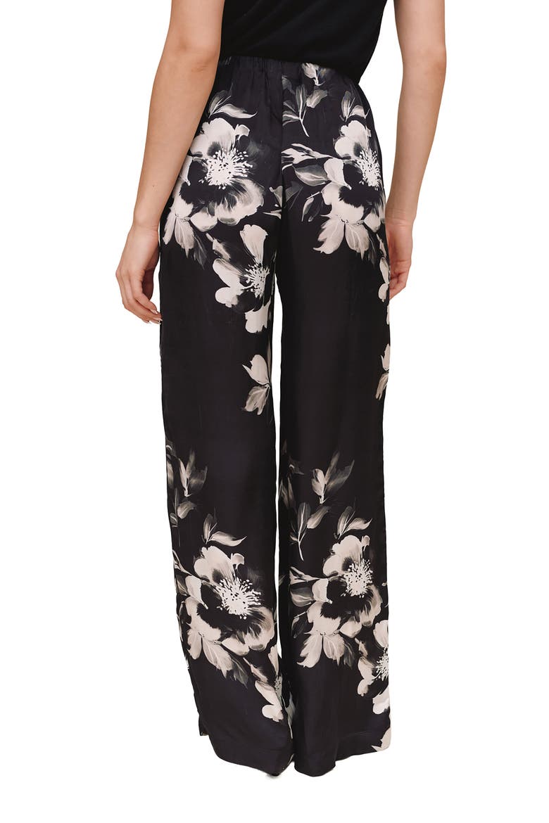 Floral Bias Cut Wide Leg Pants, Alternate, color, NOIR BLOOM