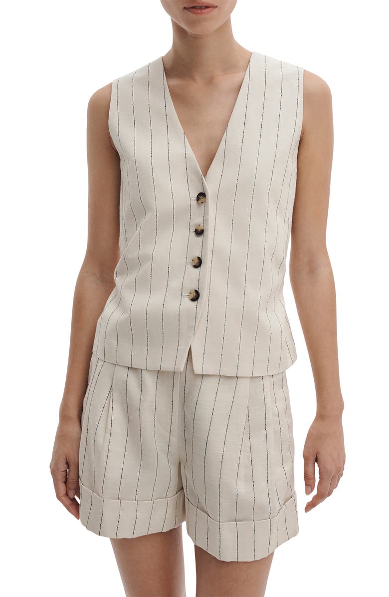rag & bone Paulette Tie Waist Stripe Vest, Main, color, White Stripe