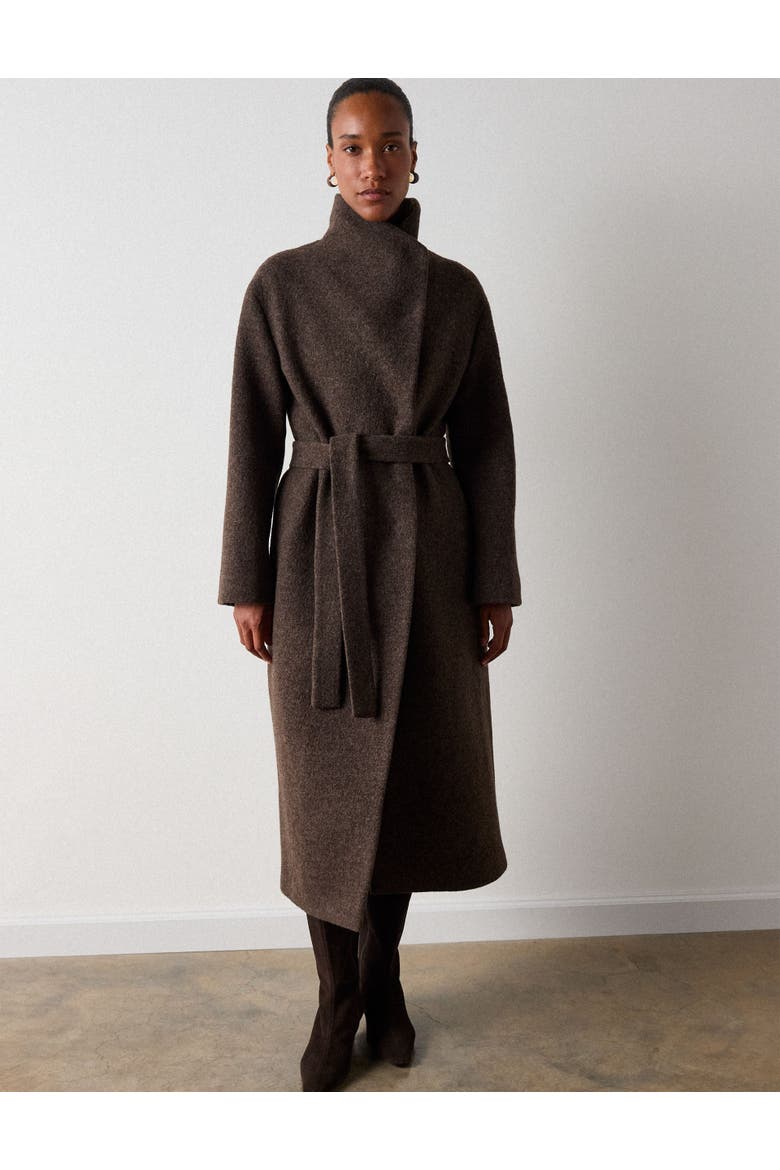 Morgan Wool Funnel Neck Wrap Coat, Main, color, Taupe