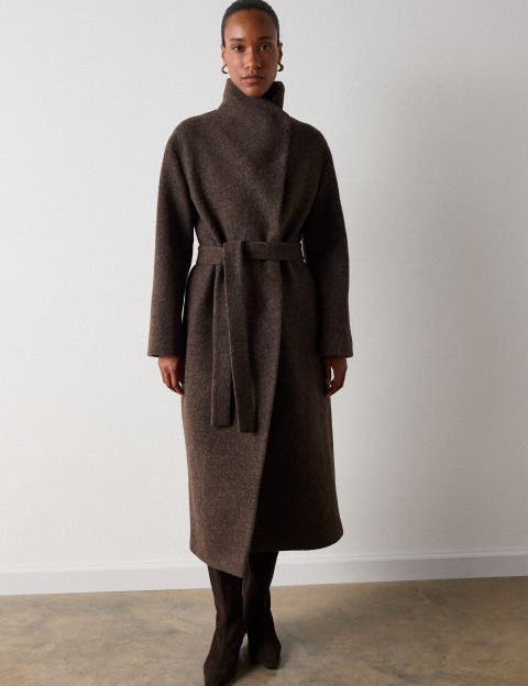 Morgan Wool Funnel Neck Wrap Coat