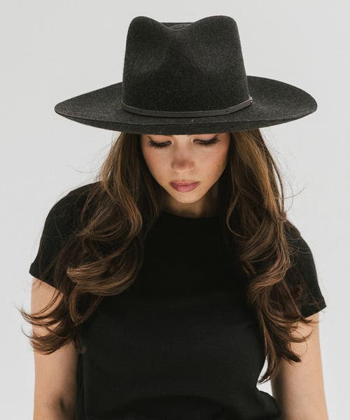 Gigi Pip Rowan Fedora Hat In Mixed Charcoal