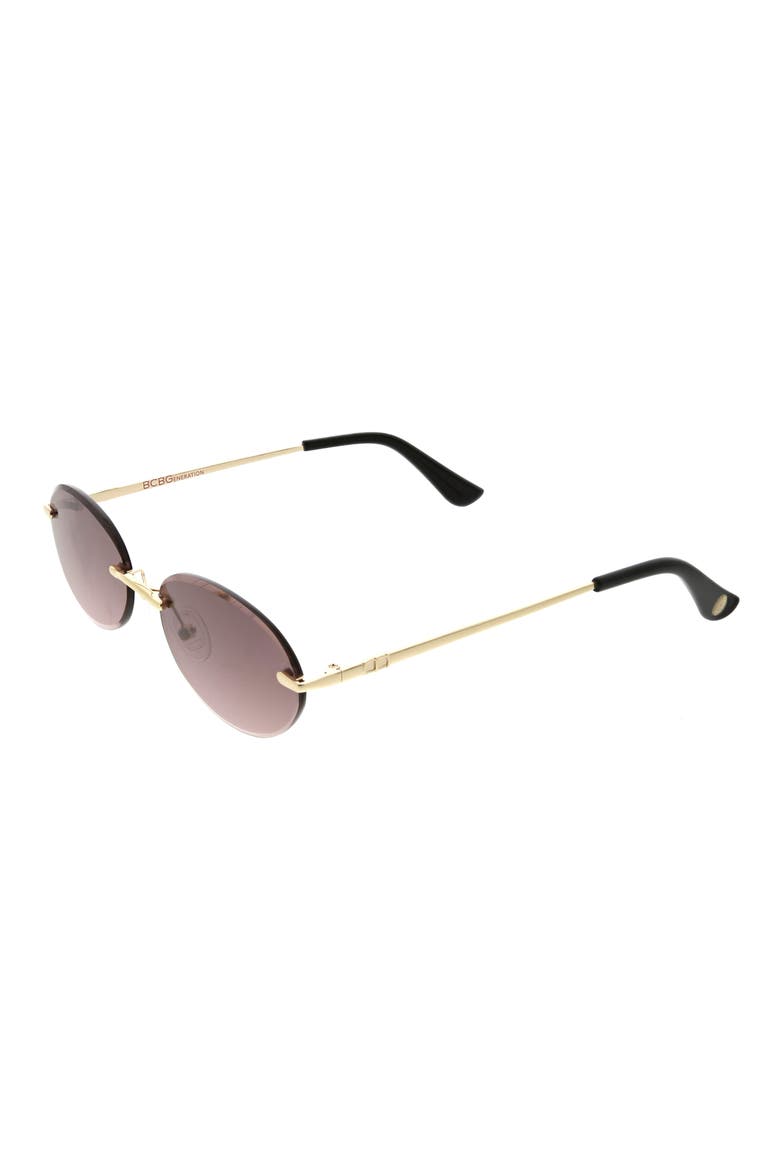 65mm Rimless Oval Sunglasses, Alternate, color, SHINY GOLD/ SMOKE/ PINK