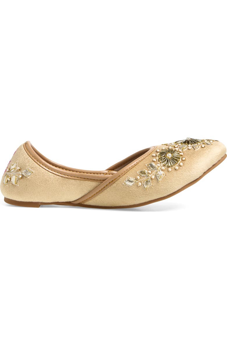 FUCHSIA Whistledown Embroidered Jutti Flat, Alternate, color, Gold