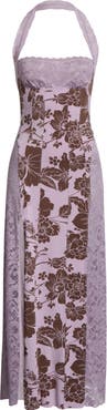 Free People Love You Most Print Lace Halter Maxi Dress
