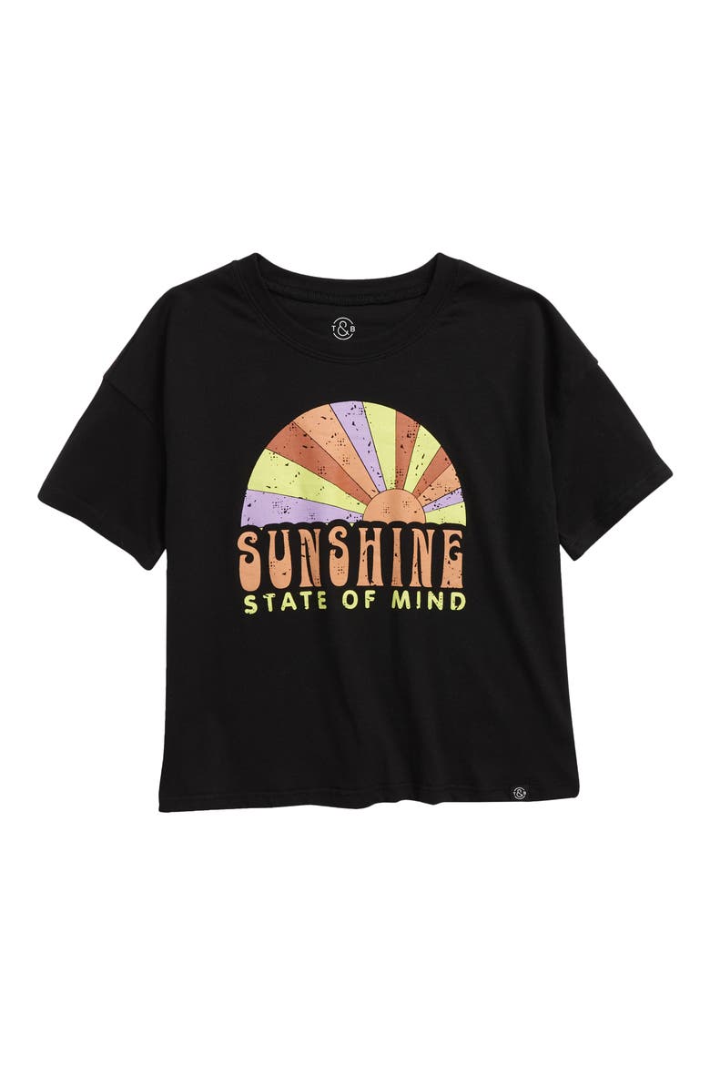 Kids' Graphic Crop Tee, Main, color, BLACK SUNSHINE