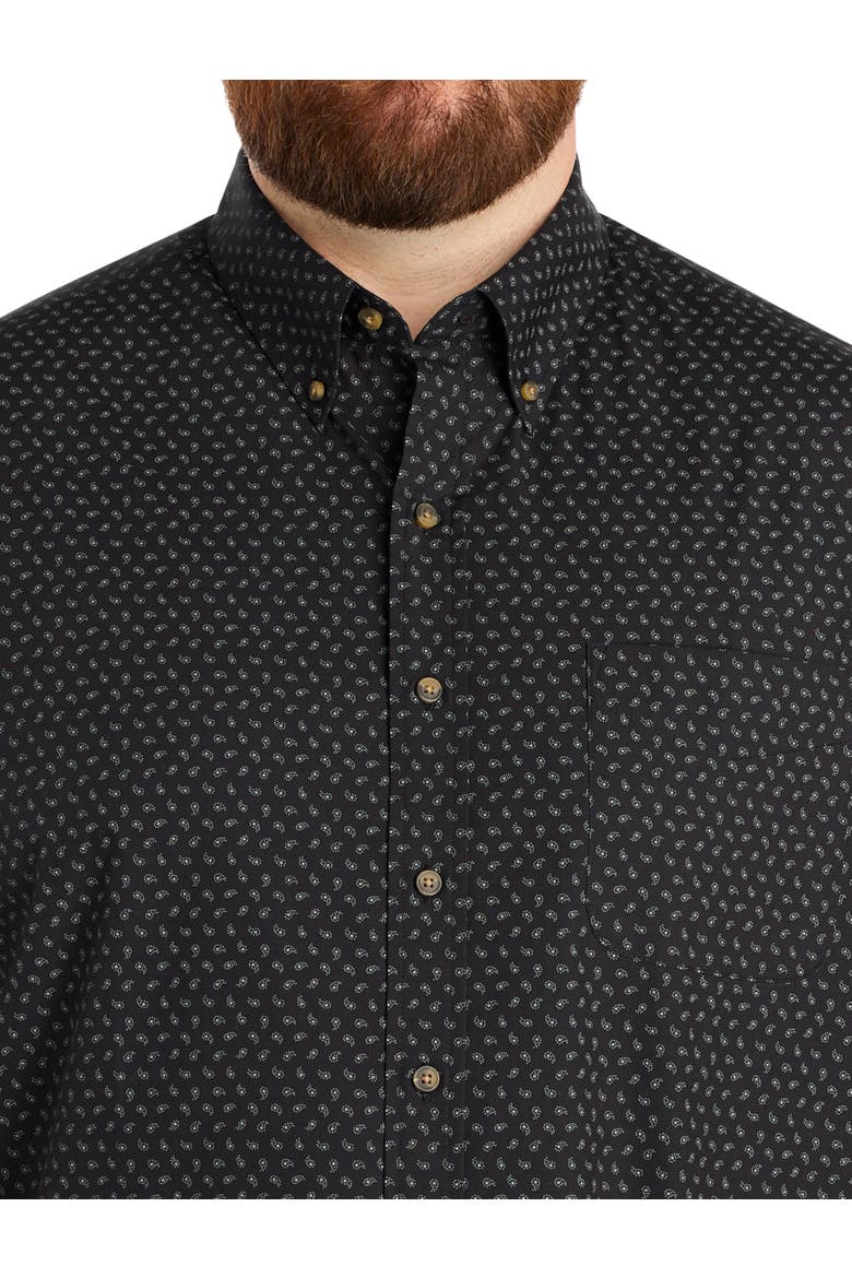 Big & Tall Easy-Care Paisley Print Sport Shirt, Alternate, color, BLACK