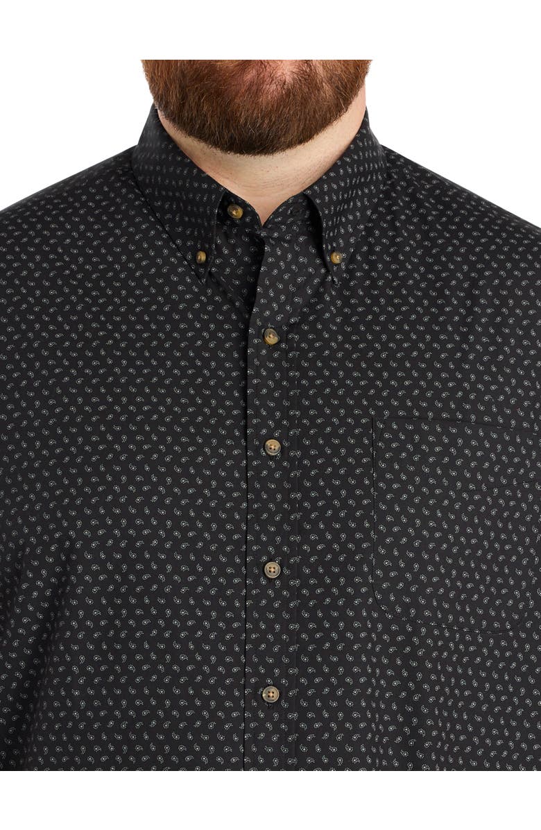 Harbor Bay by DXL Big & Tall Easy-Care Paisley Print Sport Shirt, Alternate, color, Black
