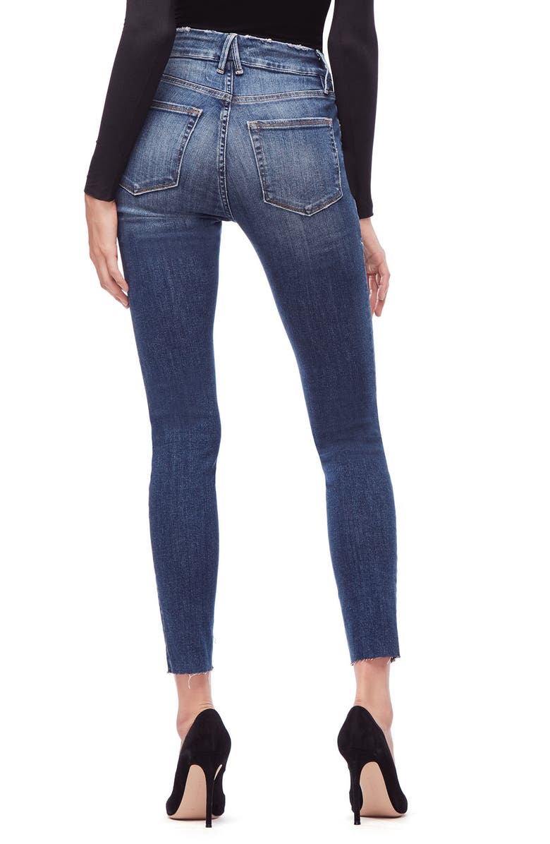 Good American Good Legs High Waist Raw Hem Skinny Jeans, Alternate, color, 