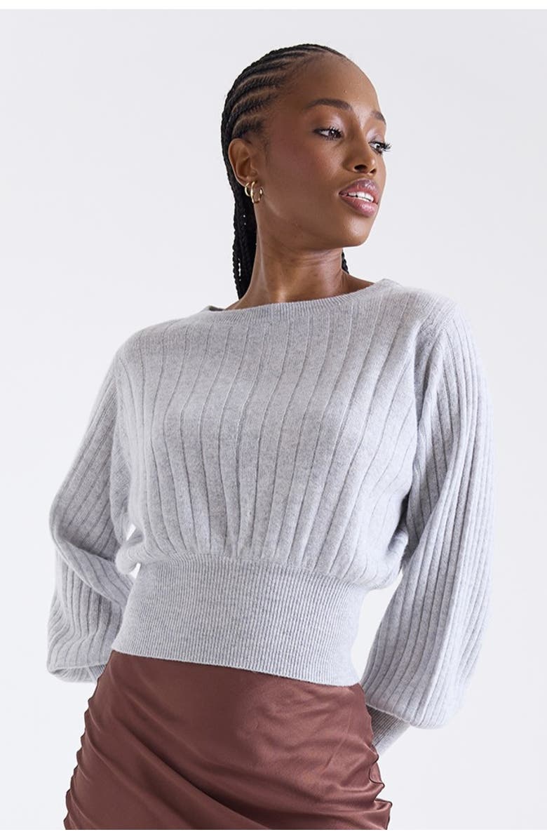 1982 Rosa Ribbed 100% Cashmere Sweater, Main, color, Super Grey