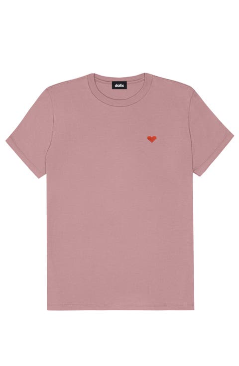 Womens Pixel Heart Jersey Relaxed Tee