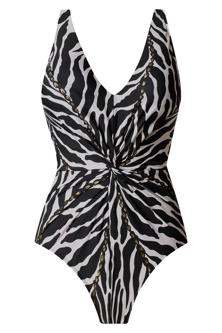 Sand Tracks Drew Strappy One-Piece Swimsuit, Alternate, color, BLACK/ WHITE