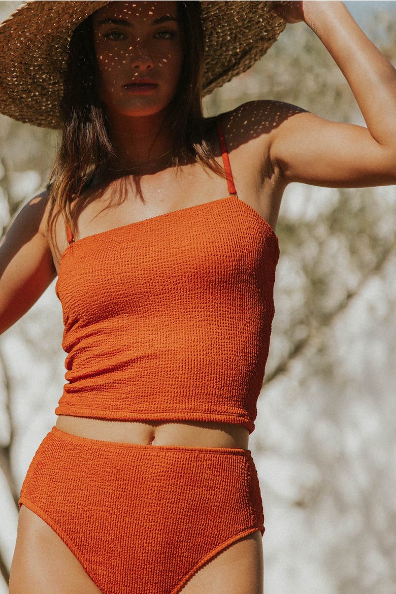 Ginger Strapless Tube Tankini Top, Alternate, color, Orange
