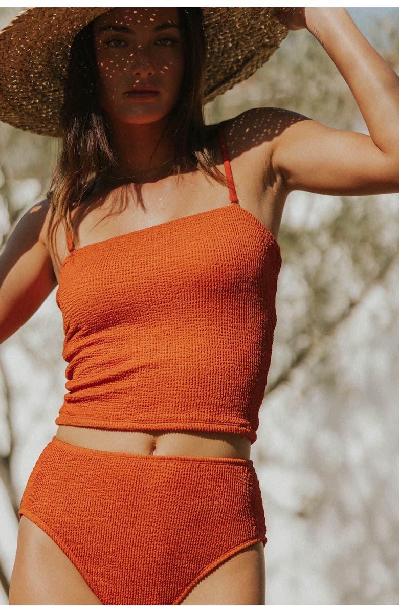 Geode Swimwear Ginger Strapless Tube Tankini Top, Alternate, color, Orange