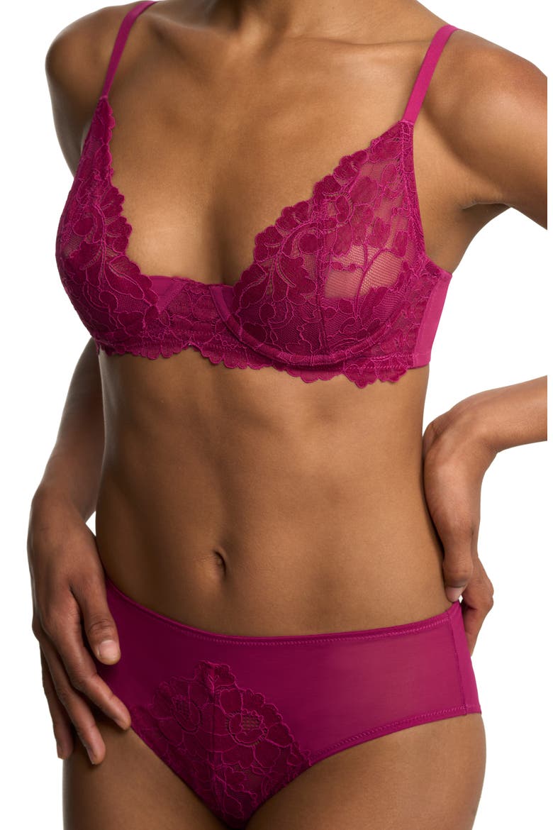 Peony Unlined Lace Underwire Bra, Alternate, color, DARK RASPBERRY