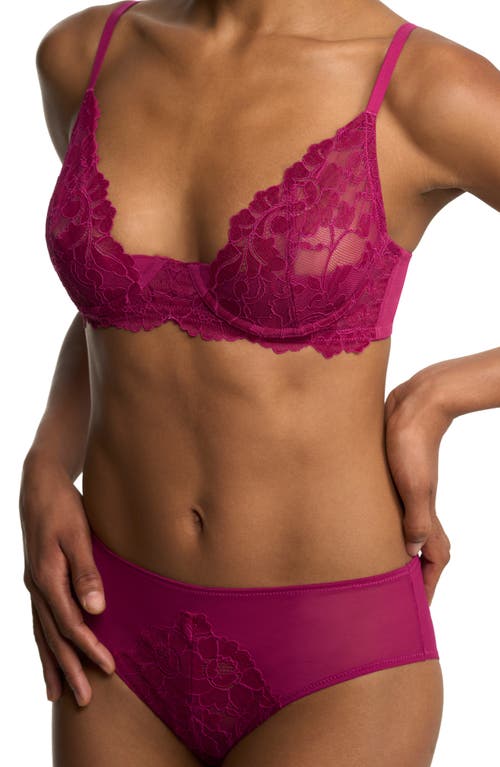 Natori Peony Unlined Lace Underwire Bra In Brown