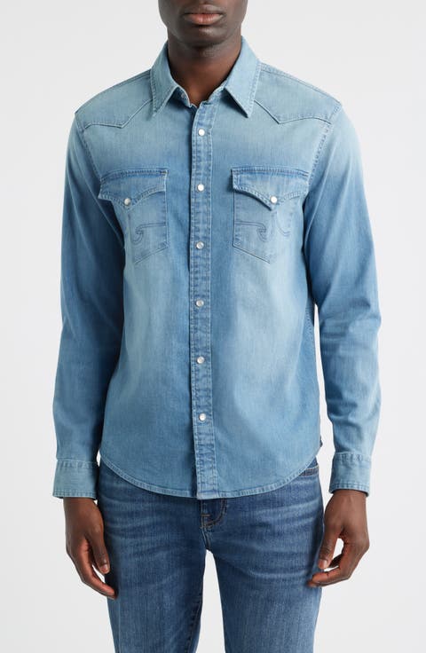Huston Classic Fit Western Denim Snap-Up Shirt