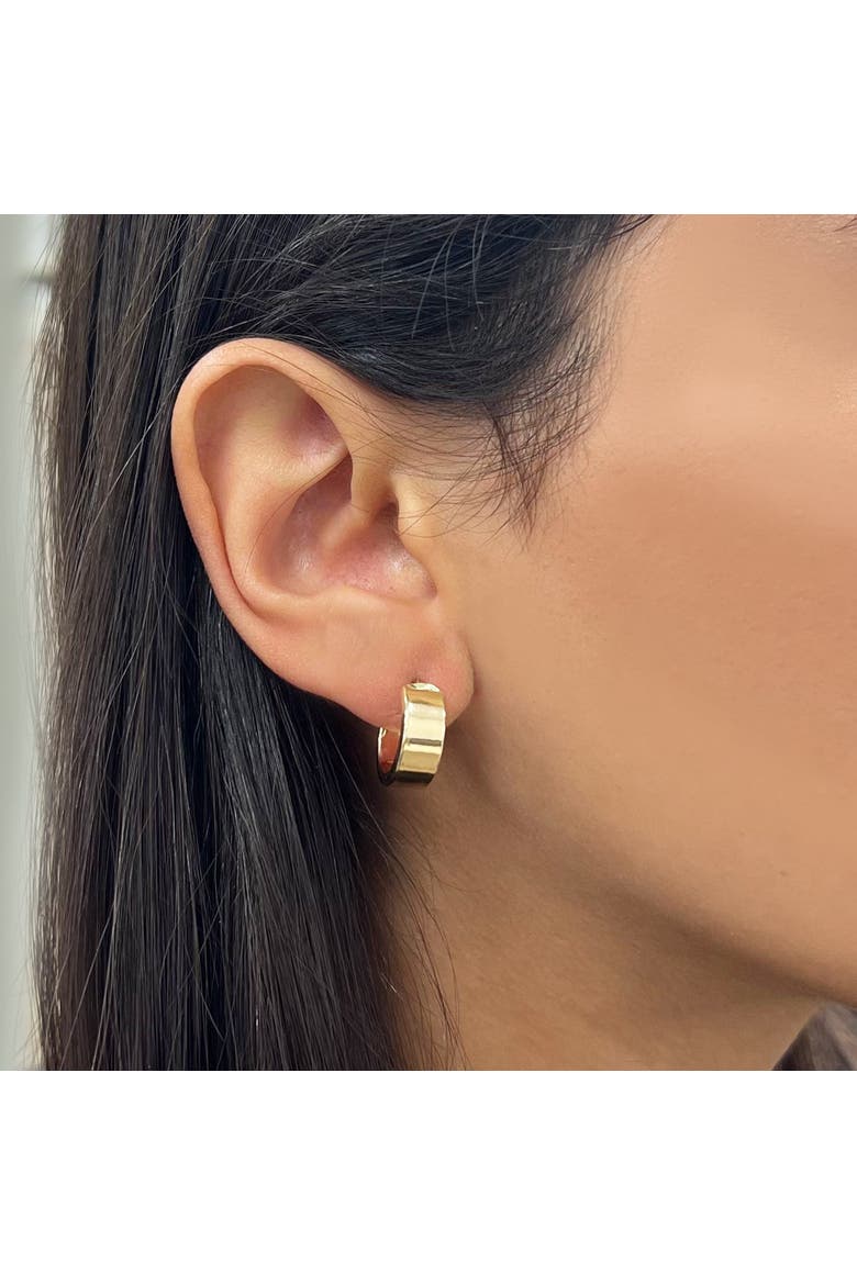 Mini Square Tube Huggie Hoop Earrings, Alternate, color, Yellow Gold