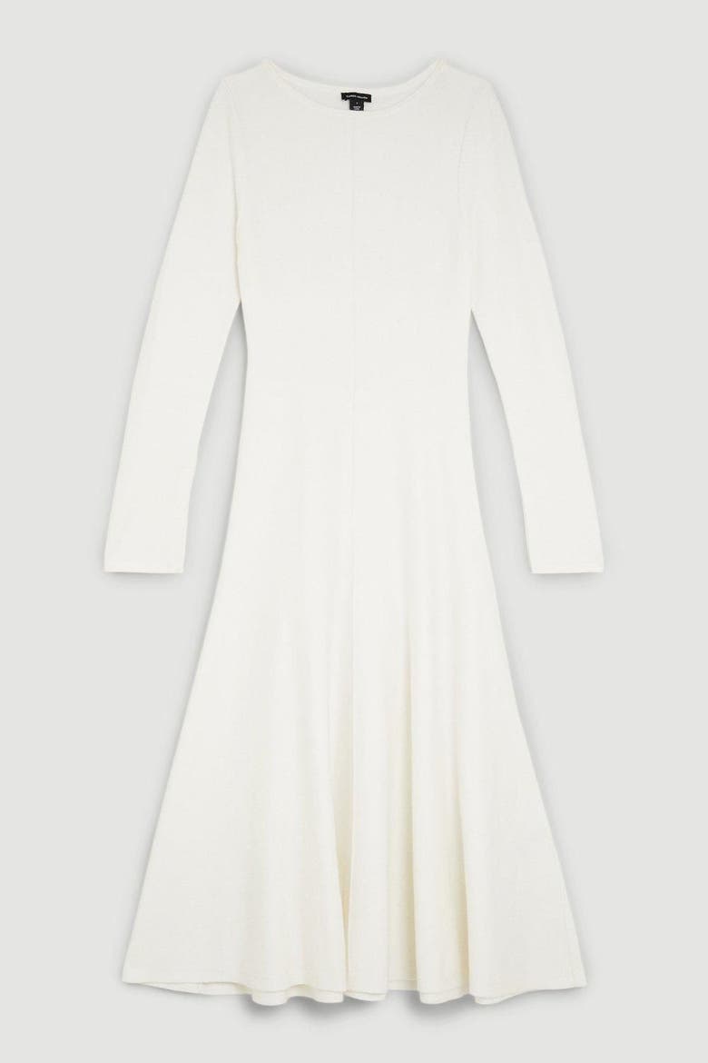 Knit Wool Look Full Skirt Midi Dress, Alternate, color, Ivory