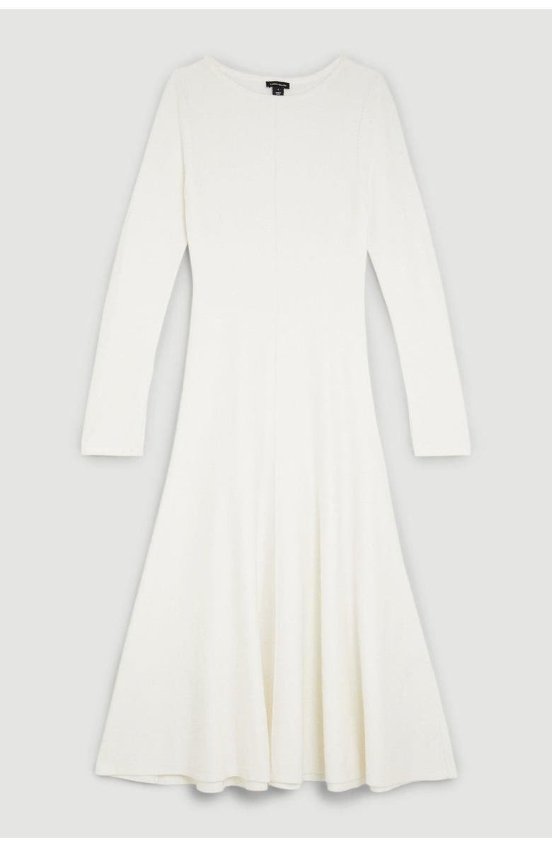 Karen Millen Knit Wool Look Full Skirt Midi Dress, Alternate, color, Ivory