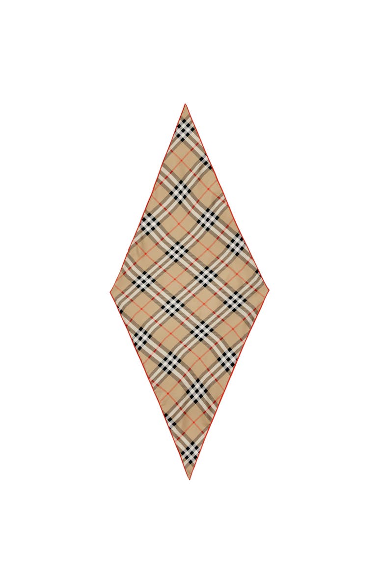 Burberry Check Silk Scarf, Alternate, color, Sand