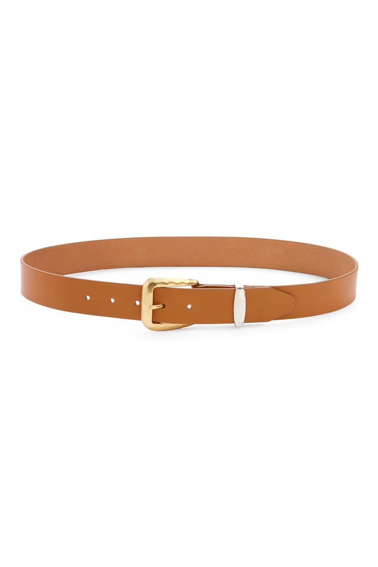 Winona Leather Belt, Main, color, GOLD OAK