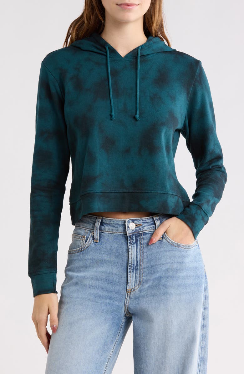 Threads 4 Thought Rory Cloud Wash Cropped Fleece Hoodie, Main, color, Mallard / Black