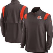 Nike Men's Nike Brown Cleveland Browns Sideline Coach Chevron Lockup Quarter-Zip Long Sleeve Top