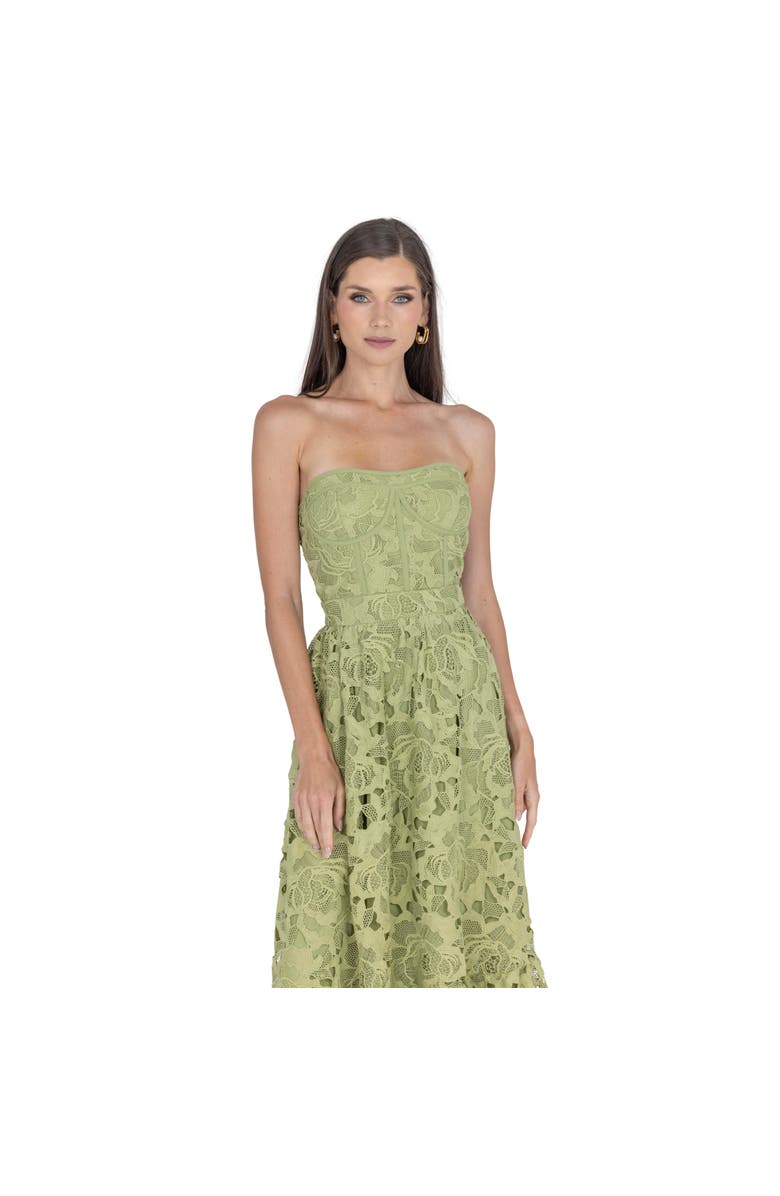 AKALIA Amelia Lace Bustier Midi Dress Guipure Lace, Alternate, color,