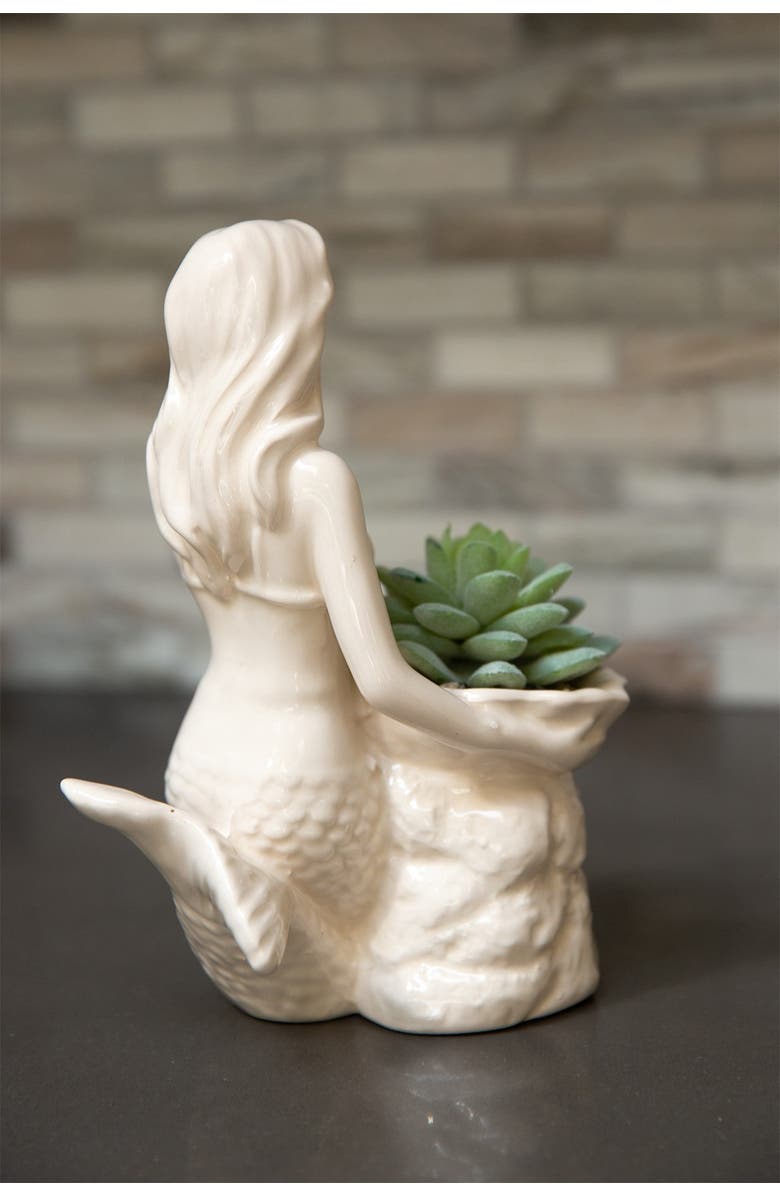 FLORA BUNDA White Faux Mermaid Succulent Planter, Alternate, color, 