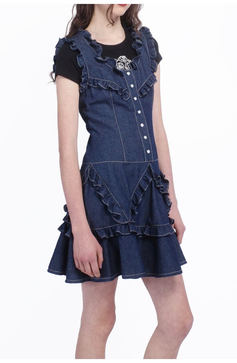 Anna Sui Denim Ruffle Dress, Alternate, color, Denim