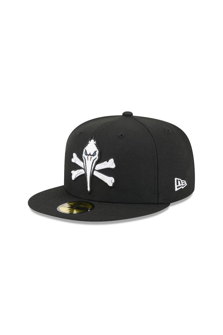 Men's New Era  Black Myrtle Beach Pelicans Theme Nights 59FIFTY Fitted Hat, Main, color, Black
