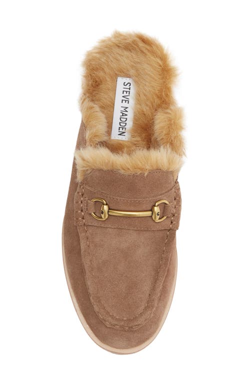 Steve Madden Milah Horsebit Faux Fur Lined Mule In Brown