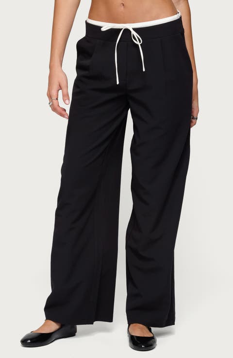 Peekaboo Pleated Wide Leg Sweatpants