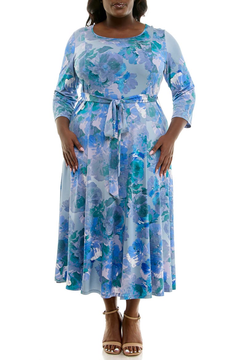 Sylvia Maxi Dress, Main, color, ICE BLUE/TEAL MULTI