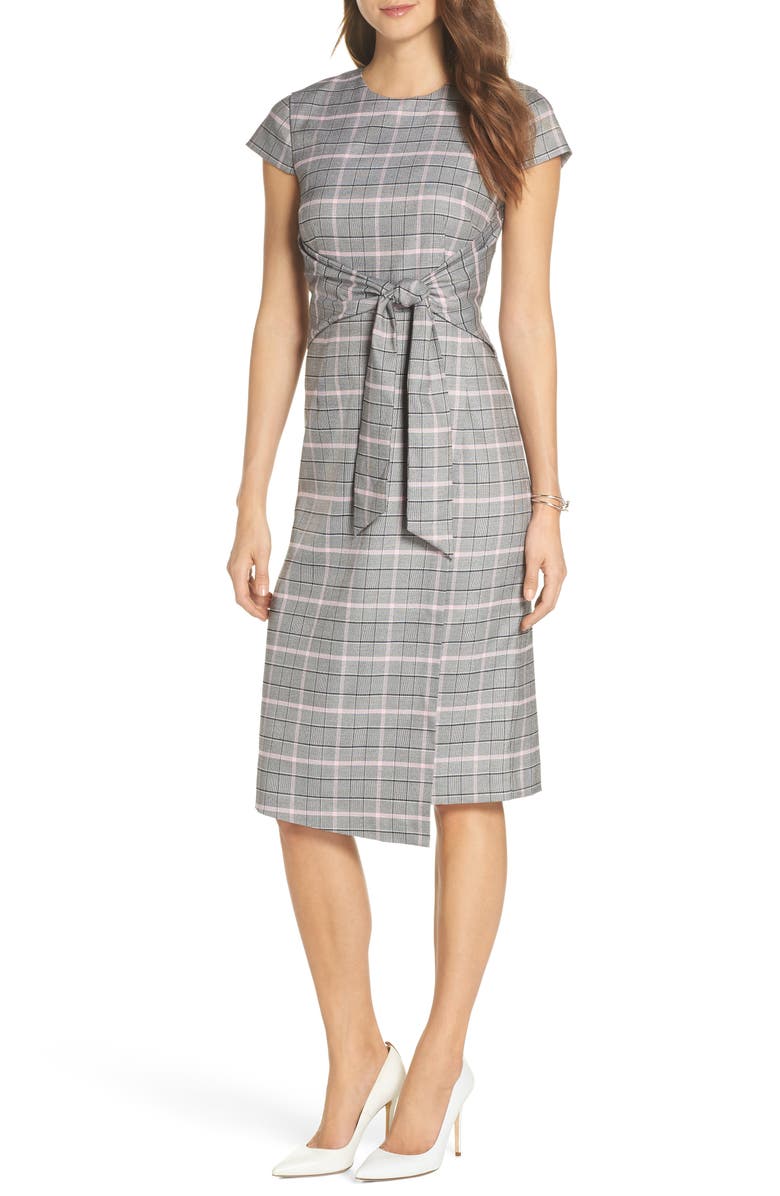 1901 Wrapped Plaid Sheath Dress, Main, color,