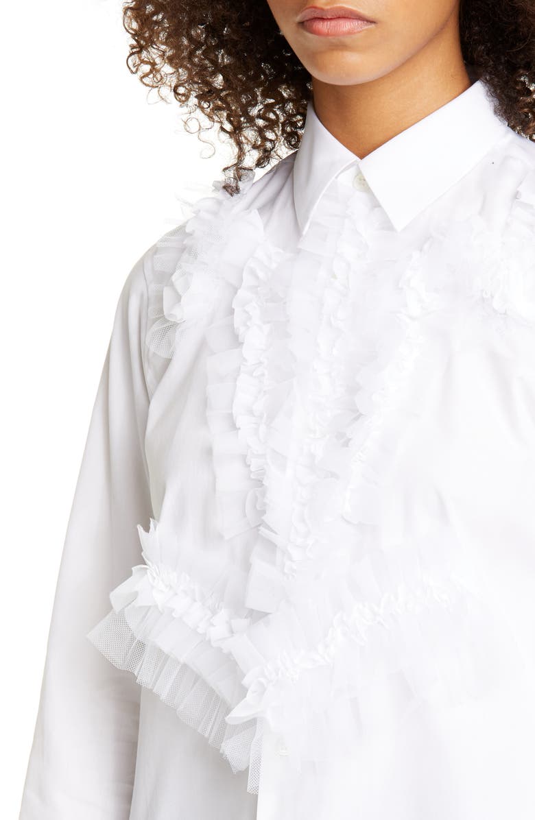 Comme des Garçons Ruffle Cotton Shirt, Alternate, color, 