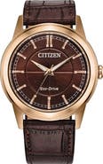 Citizen Rolan Eco-Drive Leather Strap Watch, 41mm