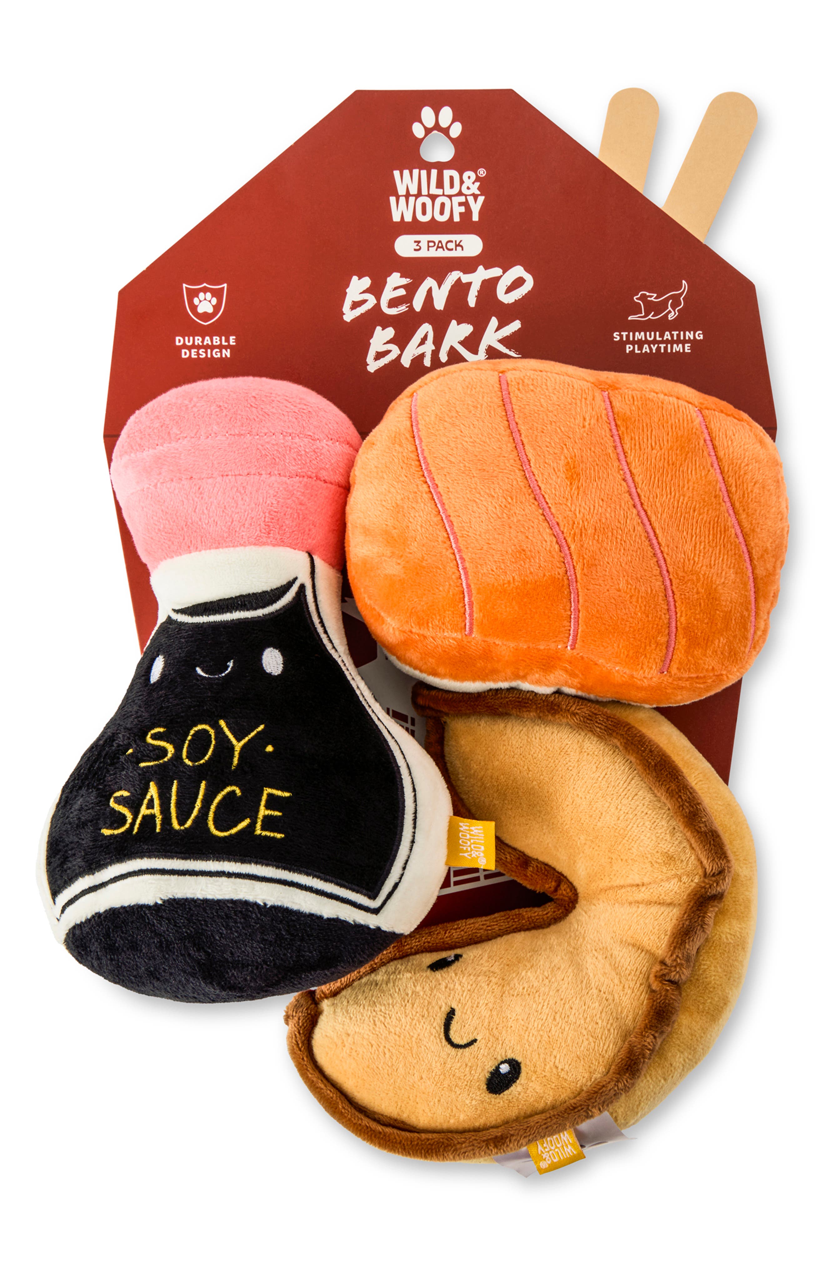 Core Home 3-Pack Asian Cuisine Plush Squeaker Dog Toys