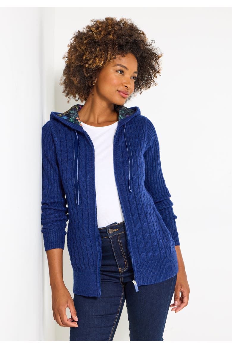 Cable Zip Hoodie, Main, color, NAVY