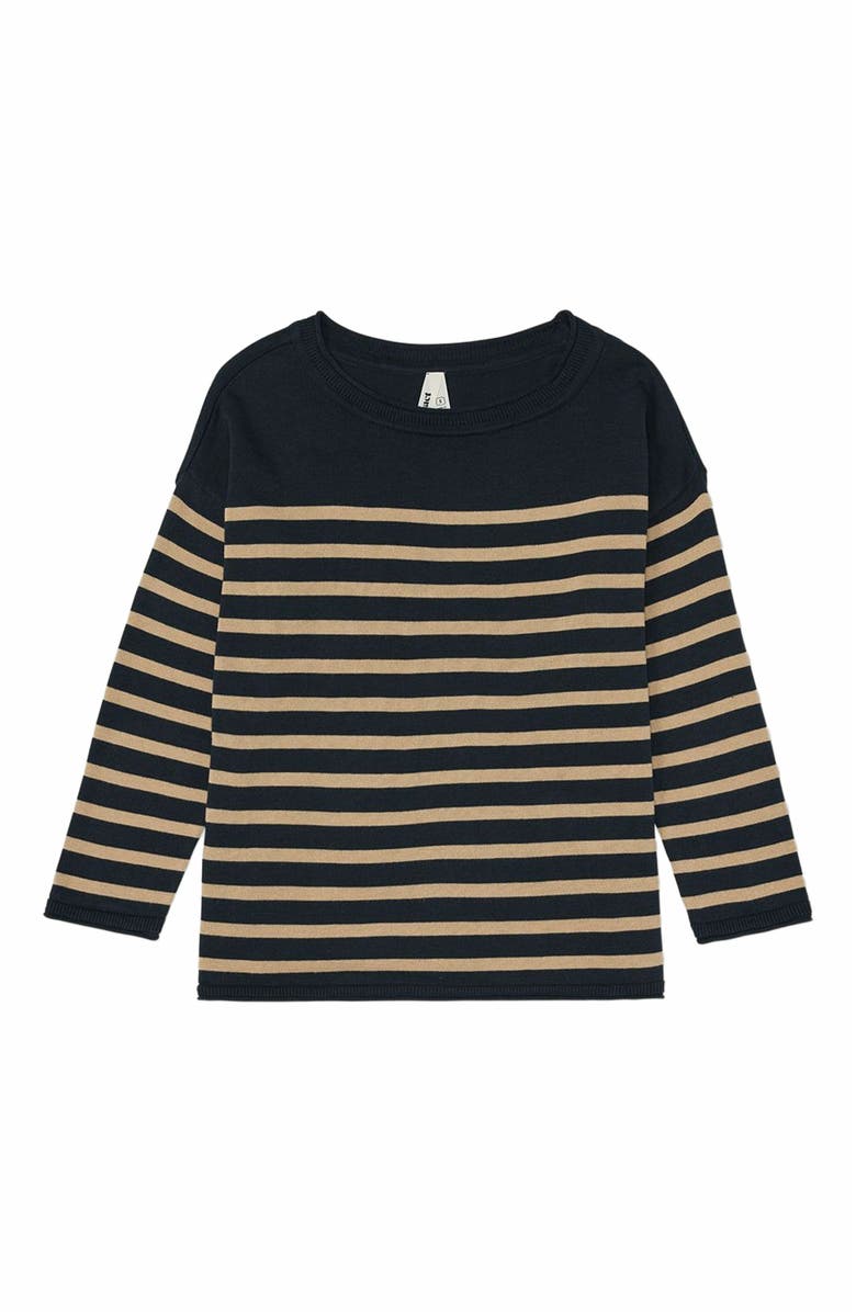 Pact Organic Cotton Classic Fine Knit Wide Neck Sweater, Alternate, color, Encinitas Stripe Midnight Blue