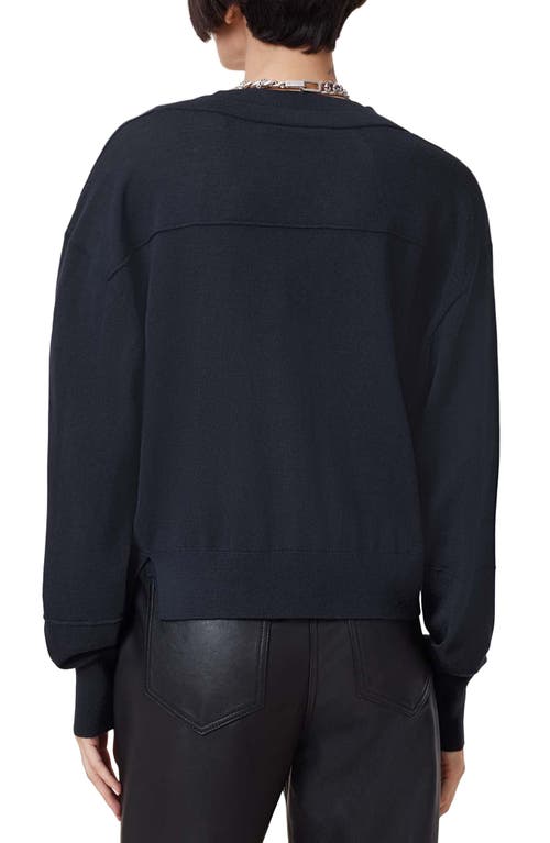 Shop Allsaints Julieana Merino Wool Sweater In Ink Blue