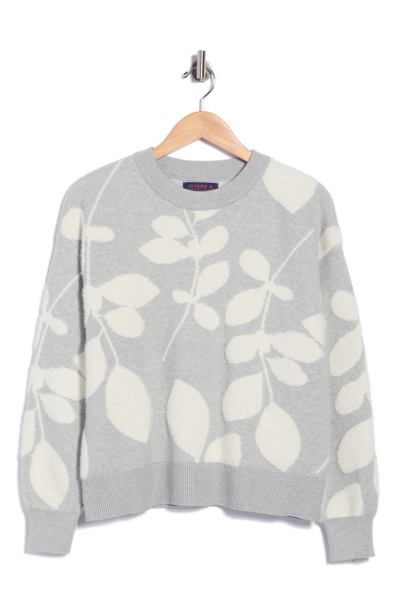 Foliage Crewneck Sweater, Main, color, LT. HTR GREY/ EGRET