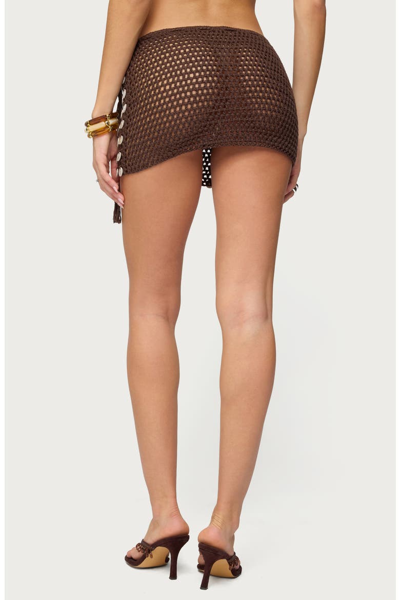 Alora Iridescent Open Stitch Miniskirt, Alternate, color, BROWN