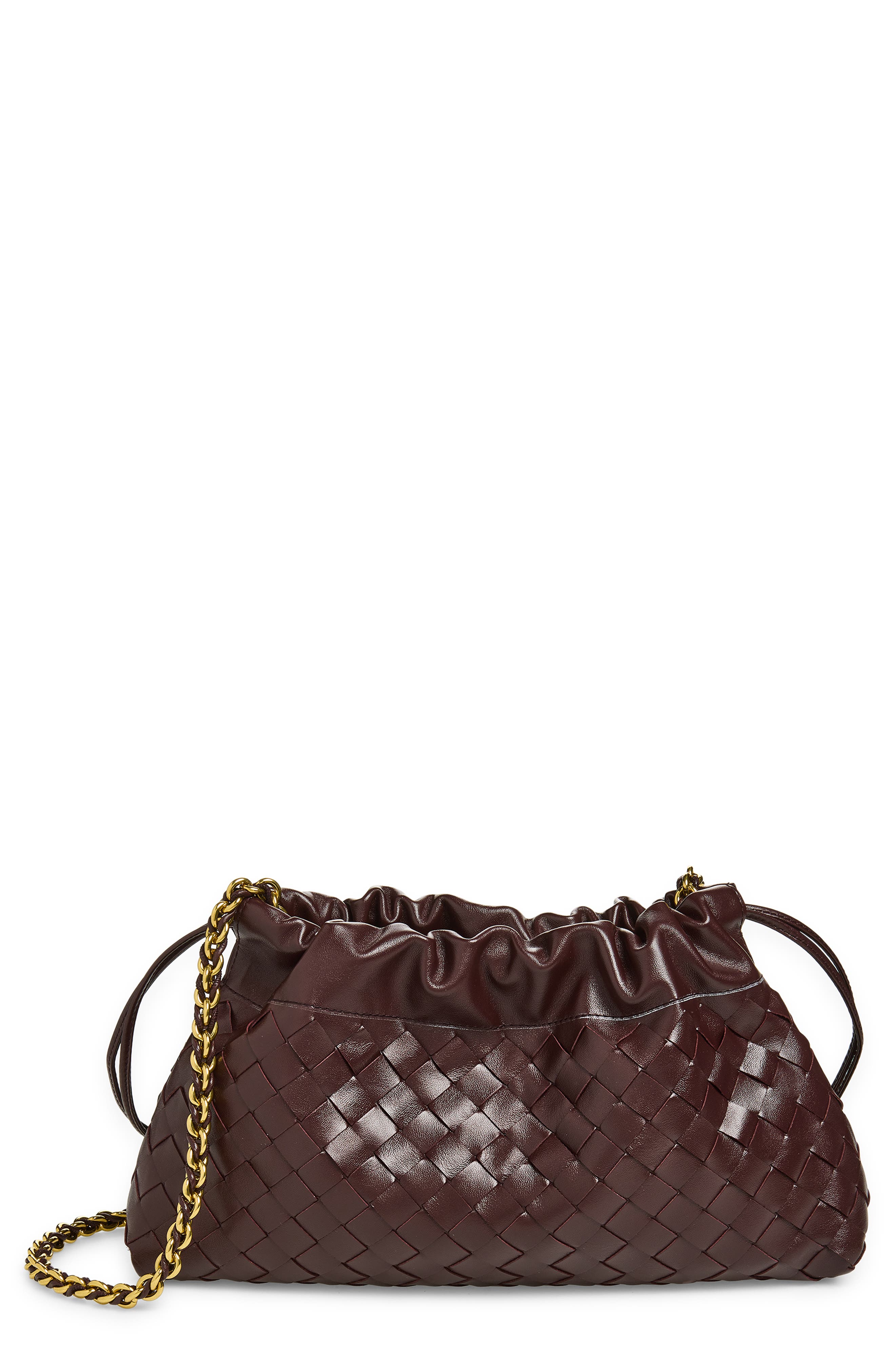 Bottega Veneta Dustbag Intrecciato Leather Shoulder Bag, Main, color, 2264 Dark Barolo-M Brass